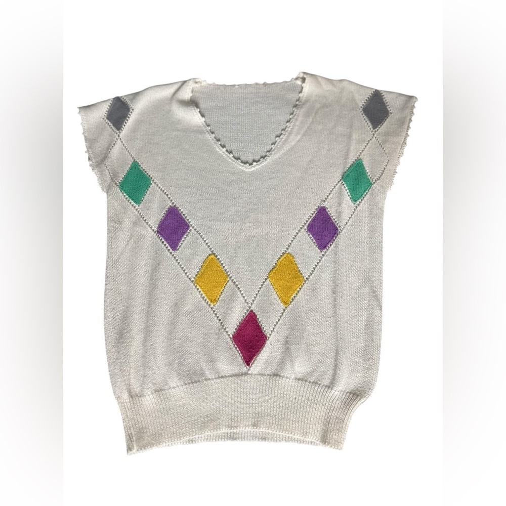90s Cottagecore diamond, sweater vest, small